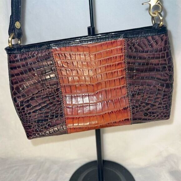 Brahmin Women's Pecan Croc-Embossed Leather Shoulder Bag - EUC - Picture 3 of 15